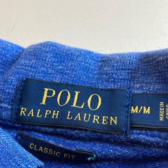 POLO RALPH LAUREN M Blue/Yellow Unisex Polo Shirt - Picture 3 of 10
